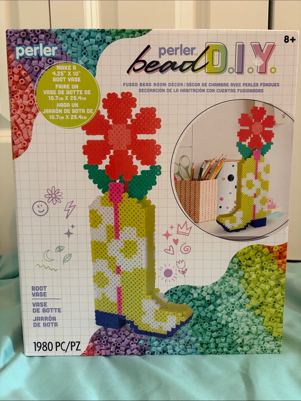 Perler Bead D.I.Y. Boot Vase Kit - Green & Red